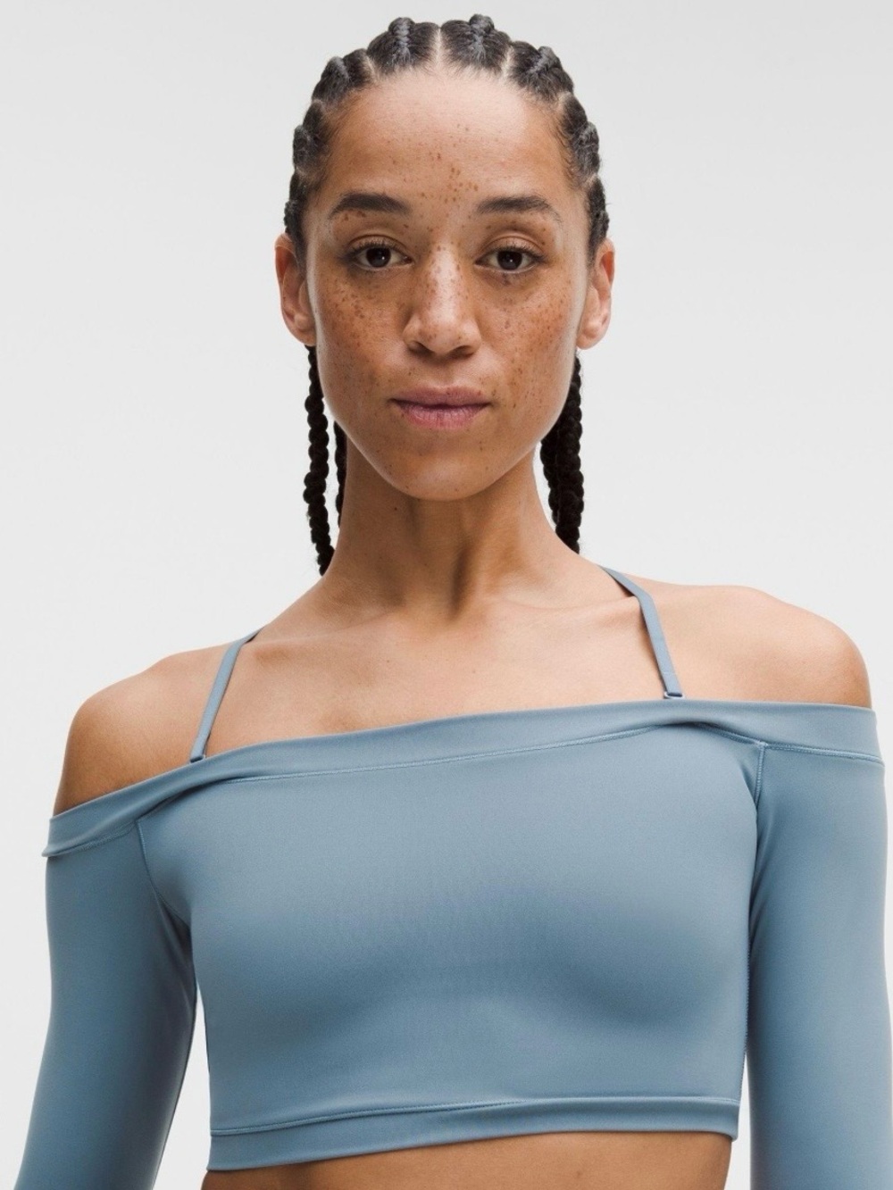 Lululemon Wunder Train Off-Shoulder Long Sleeve, Steel Blue, NWT M